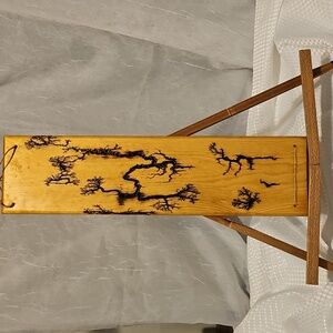 Natural Wood Art Hanging With Fractal Wood Burns